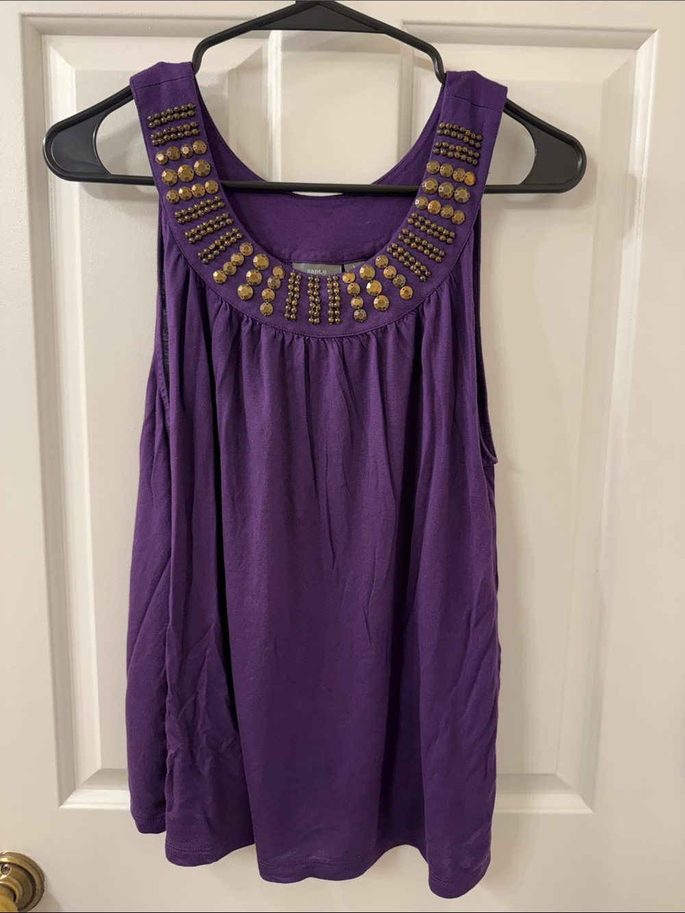 Apt. 9 Purple Sleeveless Tank with Gold Stud Neckline